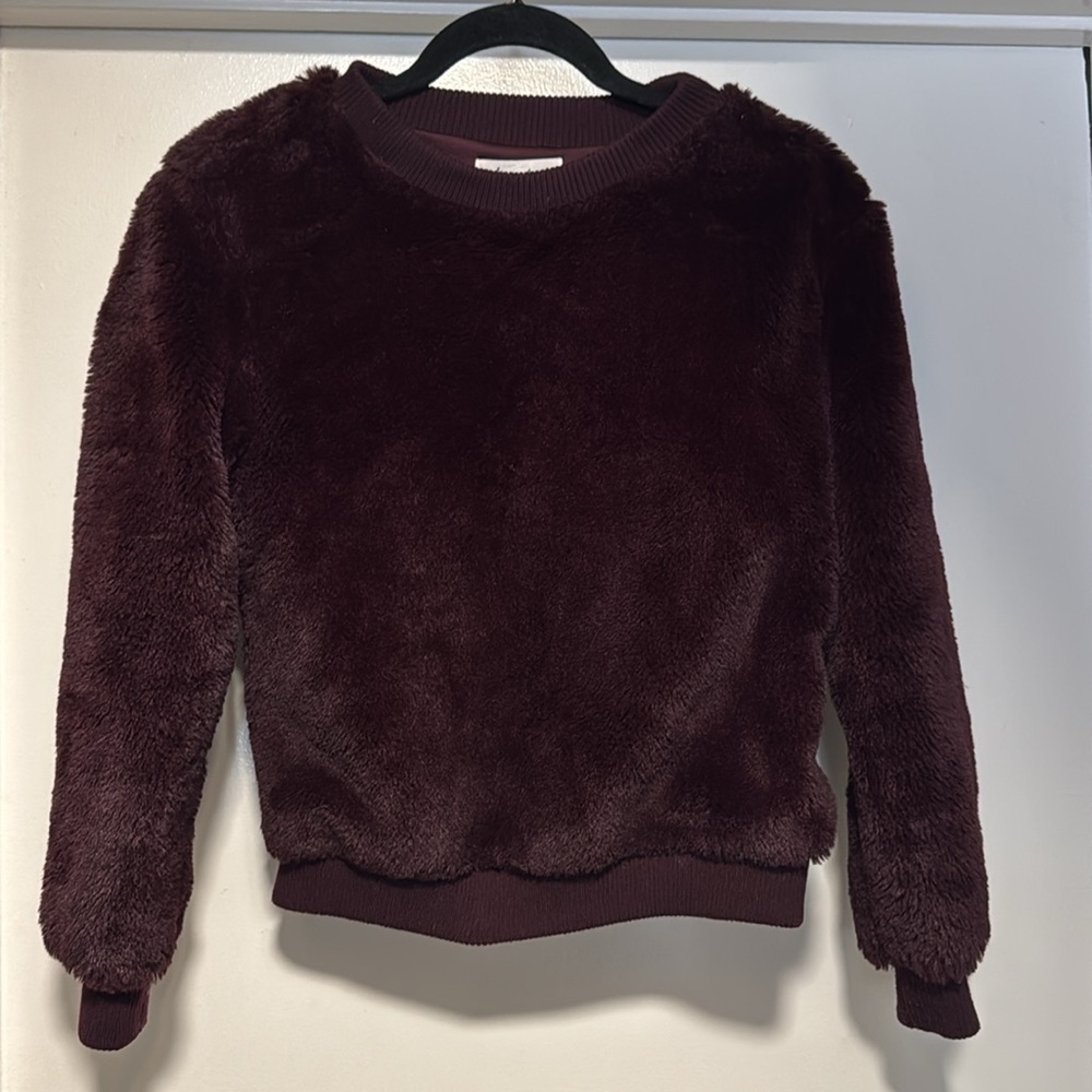 Love Tree burgundy faux fur bomber Jacket